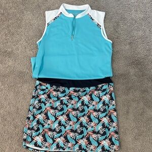 Women's Blue and White Skirt Set